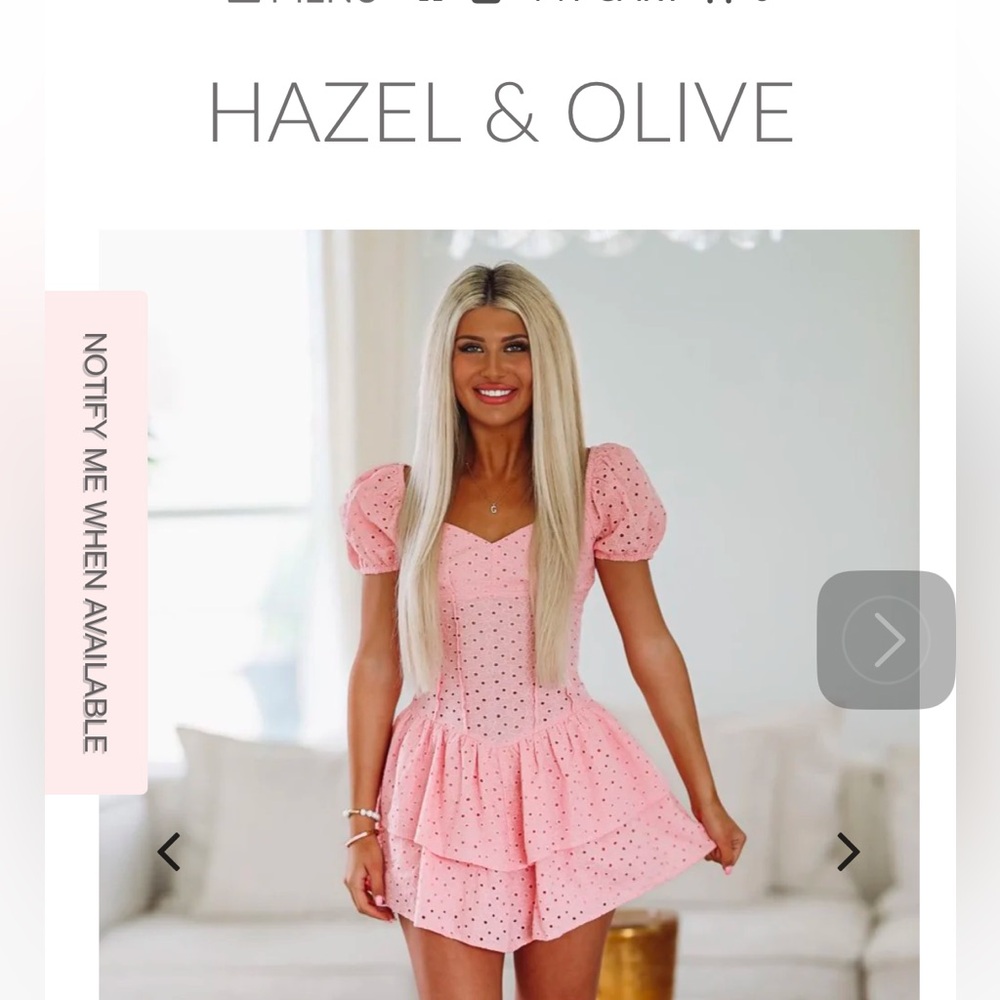 Hazel & Olive pink girly flirty romper mini dress